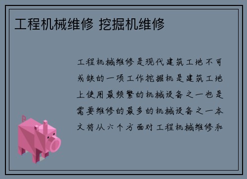 工程机械维修 挖掘机维修